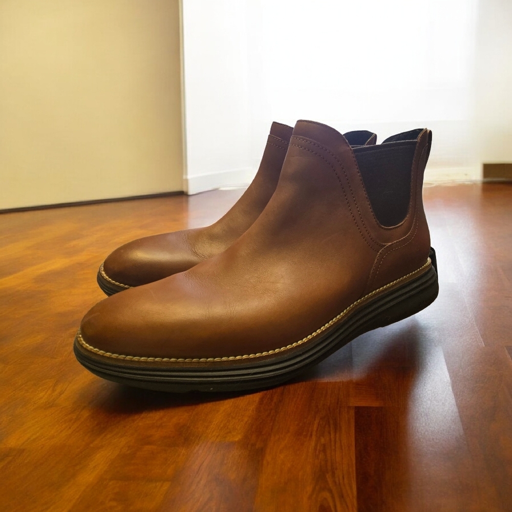 Cole Haan Men's Classic Brown Leather Ankle Boots Size 10